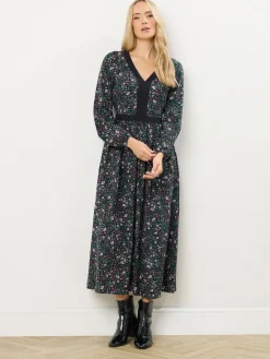 Long Tall Sally Black Ditsy Floral Lace Detail Maxi Dress Sale