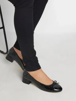 Long Tall Sally Black Heeled Ballet Patent shoes New