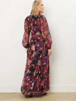 Long Tall Sally Black Jacquard Maxi Tiered Dress Discount