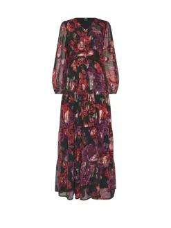 Long Tall Sally Black Jacquard Maxi Tiered Dress Discount