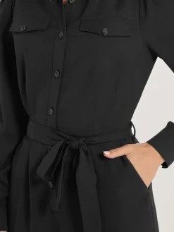 Long Tall Sally Black Long Sleeve Button Jumpsuit Clearance