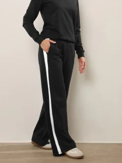 Long Tall Sally Black Ribbed Wide Leg Joggers Discount