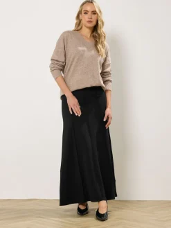 Long Tall Sally Black Seamed Maxi Flare Skirt Discount