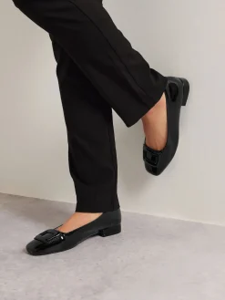 Long Tall Sally Black Square Toe Patent Shoes