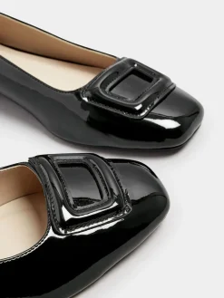 Long Tall Sally Black Square Toe Patent Shoes