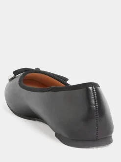 Long Tall Sally Black Wide-Fit Blaise Leather Ballerina Shoes Discount