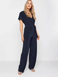 Long Tall Sally Blue V-Neck Wrap Jumpsuit Best