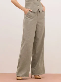 Long Tall Sally Brown Herringbone Trousers Online