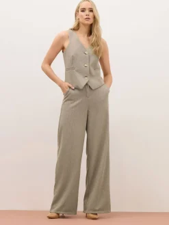 Long Tall Sally Brown Herringbone Trousers Online