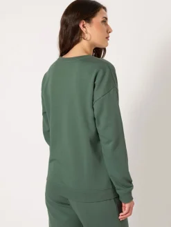 Long Tall Sally Crew Neck Sweatshirt Green Clearance