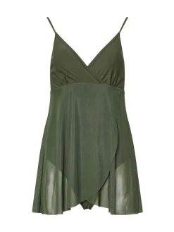 Long Tall Sally Green Mesh Skirted Swimsuit New