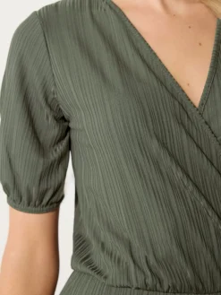 Long Tall Sally Green Ribbed Wrap Jumpsuit New