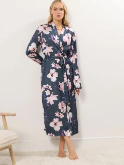 Long Tall Sally Satin Maxi Robe Grey