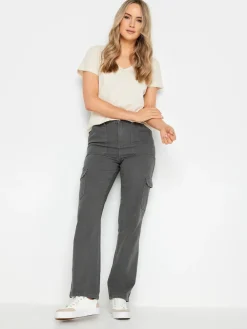 Long Tall Sally Grey Straight Leg 100% Cotton Jeans Hot