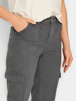 Long Tall Sally Grey Straight Leg 100% Cotton Jeans Hot