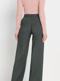Long Tall Sally Grey Wide Leg Belted Trousers