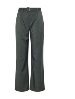 Long Tall Sally Grey Wide Leg Belted Trousers