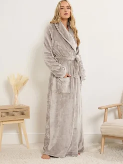 Long Tall Sally Super Luxe Shawl Maxi Robe Natural New