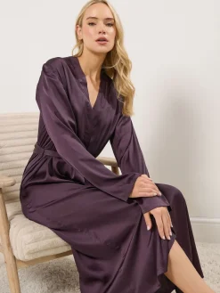 Long Tall Sally Satin Maxi Robe Red