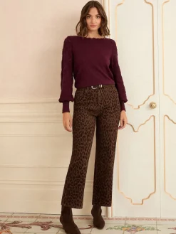 Love & Roses Berry Bobble Stitch Scallop Knit Jumper Hot