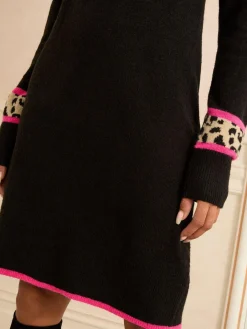 Love & Roses Black Animal Heart Cosy Jumper Dress Discount