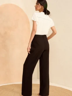 Love & Roses Petite Wide Leg Trousers Black Black Hot