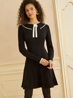 Love & Roses Black Bow Detail Knitted Mini Dress Best