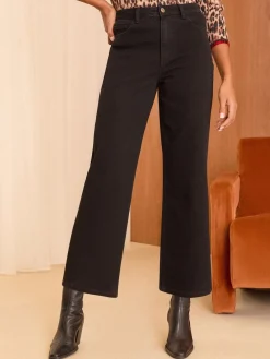 Love & Roses Black Crop Wide Leg Jeans Clearance