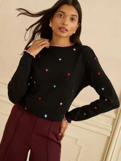 Love & Roses Embroidered Detail Knitted Jumper Black Sale