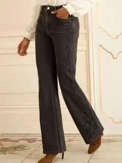 Love & Roses Petite Bootcut Jeans Black Embroidered Discount