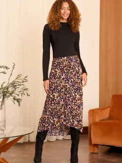 Love & Roses Black Frill Neck Long Sleeve Jersey Top Online