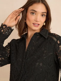 Love & Roses Black Lace Long Sleeve Shirt Online