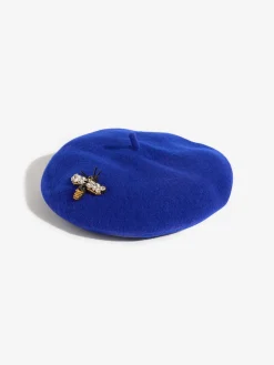Love & Roses Beret Hat Blue Embellished Hot