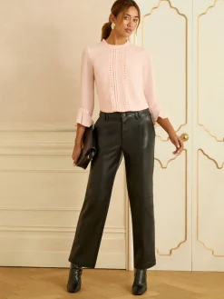 Love & Roses Hardware Detail Flute Sleeve Blouse Blush Pink Heart Sale