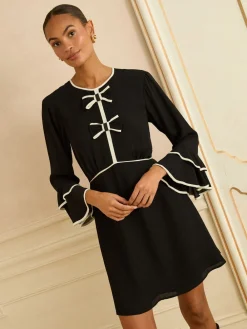 Love & Roses Bow Tipped Flute Sleeve Mini Dress Discount