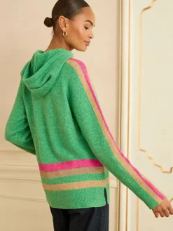 Love & Roses Stripe Metallic Hoodie Bright Green Sale