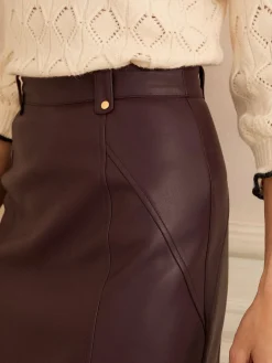 Love & Roses Petite Faux Leather Mini Skirt Burgundy Red Best