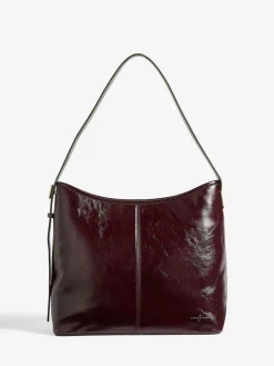 Love & Roses Woven Slouchy Tote Bag Burgundy New