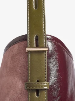 Love & Roses Woven Slouchy Tote Bag Burgundy New