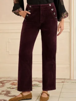 Love & Roses Corduroy Straight Trousers Cherry Red Sale