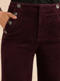Love & Roses Corduroy Straight Trousers Cherry Red Sale