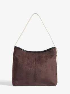 Love & Roses Woven Slouchy Tote Bag Chocolate Brown and Black Hot