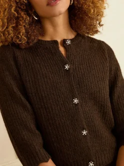 Love & Roses Knitted 2-in-1 Slip Dress Chocolate Brown Discount