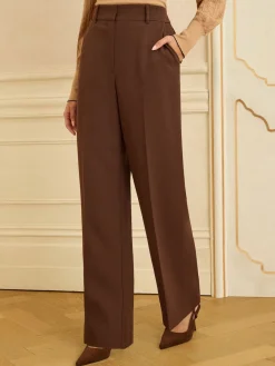 Love & Roses Chocolate Brown Wide Leg Trousers Hot