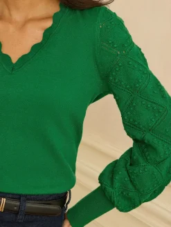 Love & Roses Jumper Emerald Green Outlet