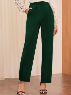 Love & Roses Straight Leg Trousers Forest Green Discount