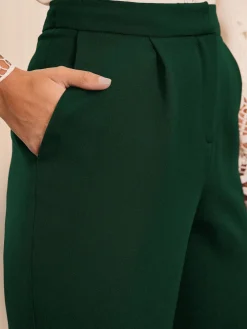 Love & Roses Straight Leg Trousers Forest Green Discount