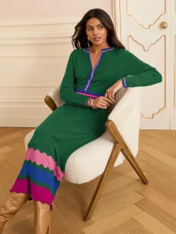 Love & Roses Petite Notch Neck Knitted Midi Dress Green Outlet