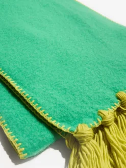 Love & Roses Tassel Cosy Contrast Brushed Scarf Green Discount