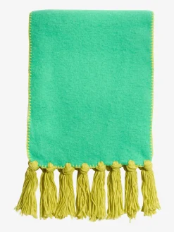 Love & Roses Tassel Cosy Contrast Brushed Scarf Green Discount